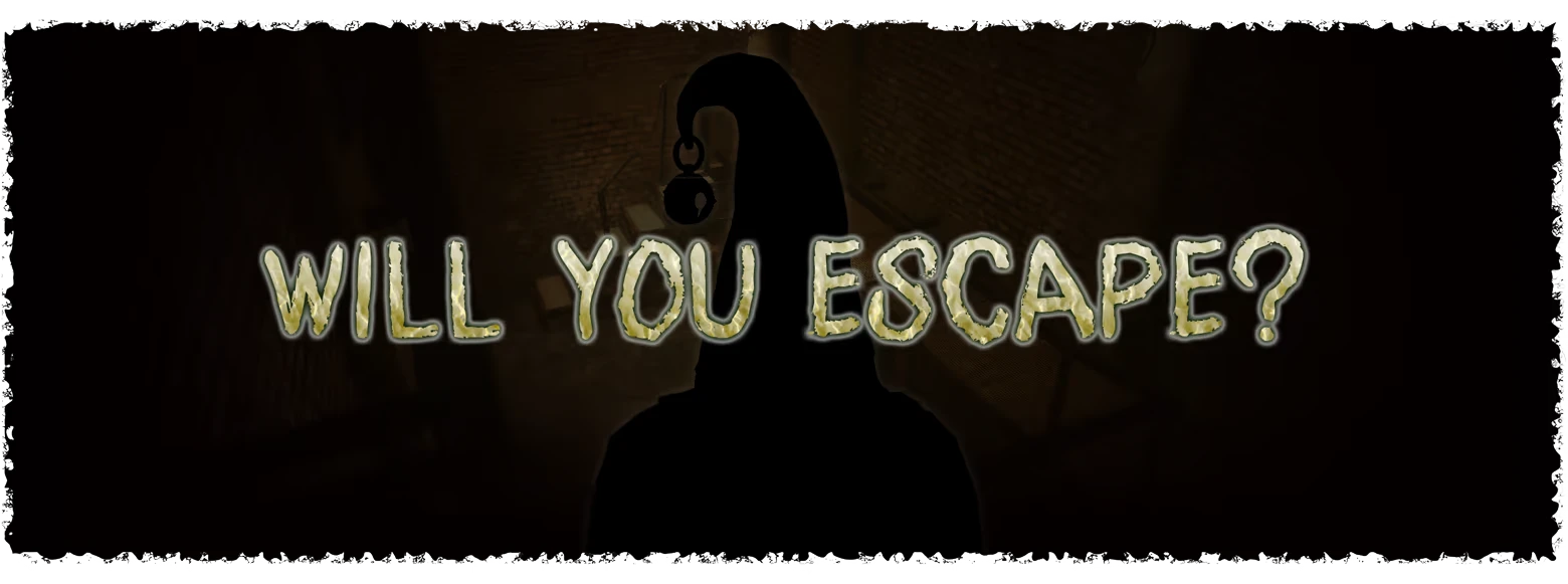 11 Trials of Raz: “WILL YOU ESCAPE?” text over shadowy figure with hanging hook silhouette.