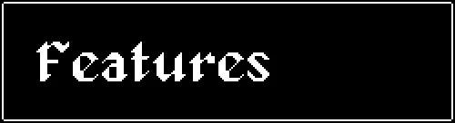 Features Screen – 3-Bit Explorer 3-Bit Explorer: White text "Features" in pixelated font on a black background with white border.