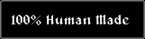 Human Mode Text – 3-Bit Explorer 3-Bit Explorer: White gothic text “100% Human Made” on black, double-line border.