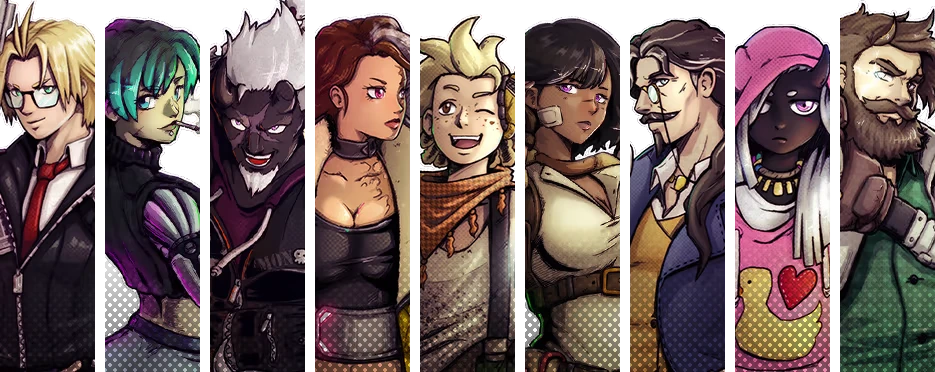 5th ERA: Nine diverse characters with unique outfits, hairstyles, and expressions in a lineup.