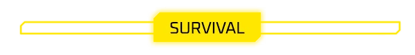 687 Days on Mars: Yellow banner with bold black text "SURVIVAL" and decorative lines.