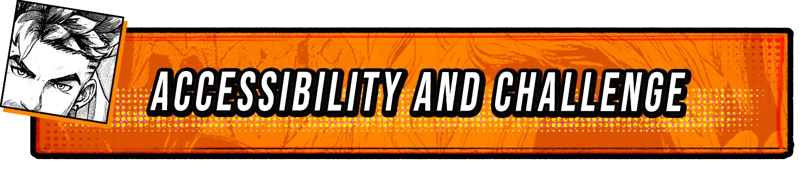 A Fighter’s Nova: Orange banner with bold text “ACCESSIBILITY AND CHALLENGE”.