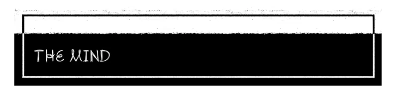 A Heavy Morning: Black and white text box with "THE MIND" in stylized font on a dark background.