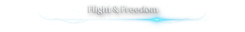 Flight Freedom Banner – AION 2 AION 2: “Flight & Freedom” text on black banner over blue streaks and dots.
