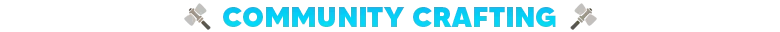 Aloft: "Community Crafting" text in bold blue with hammer icons on a black background.