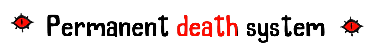ALONE: Red word “death” on black background, with red eye icons on both sides.