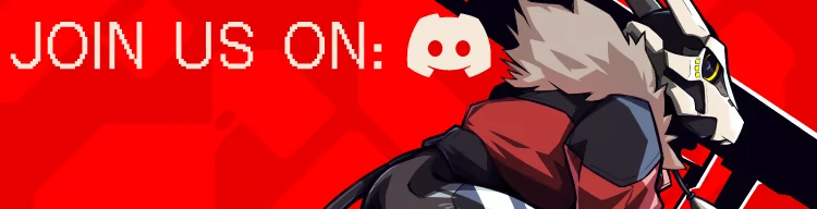 ALTEREDBLOOD+: White text “JOIN US ON:” with Discord logo, masked character on red bg.