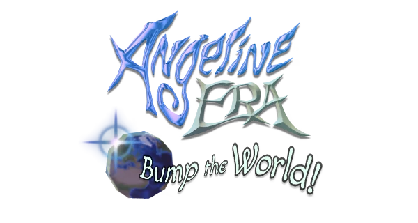 Angeline Era: Stylized blue logo with "Bump the World!" text and a glowing globe.
