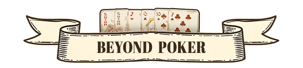 Apokerlypse: A banner with "BEYOND POKER" text and five playing cards, including a 2 of hearts.