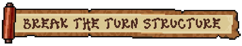 Break Urn Structure – Arashi Gaiden Arashi Gaiden: Scroll with "BREAK THE TORN STRUCTURE" in pixelated brown text on a wooden background.