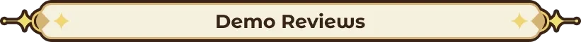 Demo Reviews – Arcane Overdrive Arcane Overdrive: Banner with "Demo Reviews" in bold, brown text on a cream background.