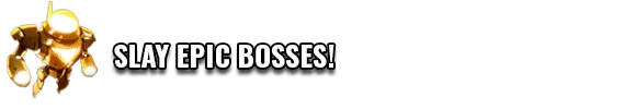 Archons: A glowing golden robot next to bold text "SLAY EPIC BOSSES!" on a dark background.