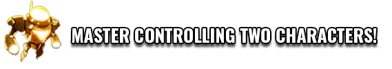 Archons: A glowing golden robot next to bold white text, "MASTER CONTROLLING TWO CHARACTERS!"