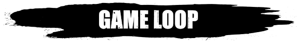 Game Loop – As One We Survive As One We Survive: Large white distressed text “GAME LOOP” on a black background.