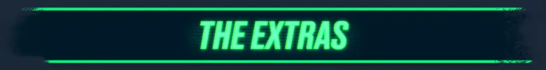 ASCENDANT: Neon green text "THE EXTRAS" on a dark blue background with glowing edges.