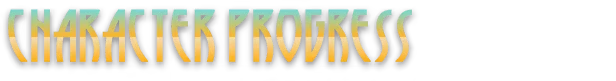 ASHGARD: Large gold gradient text reading “CHARACTER PROGRESS” on black background.