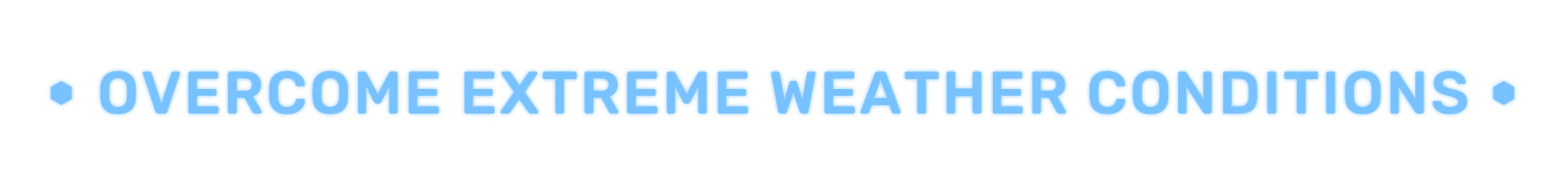 Astoaria: Bold blue text reads "OVERCOME EXTREME WEATHER CONDITIONS" on a white background.