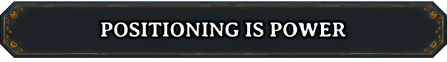 Attack of the Astrals: Dark banner with "POSITIONING IS POWER" in bold white text.