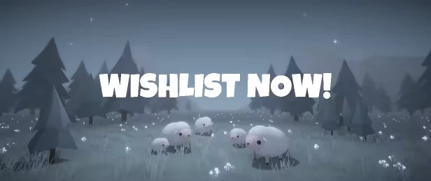 BAA! Never Stop Bleating: Sheep in a forest clearing with "WISHLIST NOW!" in bold white text.