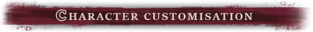 Character Customisation – Band of Crusaders Band of Crusaders: "Character Customisation" text on a dark red, textured banner background.