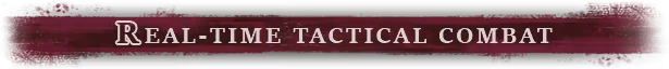 Real Time Combat – Band of Crusaders Band of Crusaders: "Real-time tactical combat" text on a dark red textured banner.