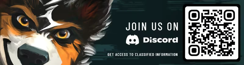Discord Qr Code – Barkour Barkour: Dog face close-up with “JOIN US ON Discord” text and a QR code on right.