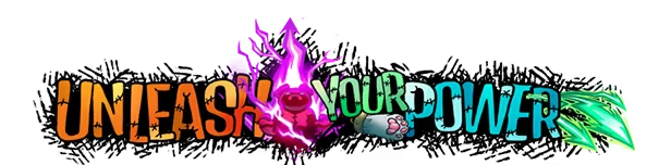 Bearly Brave: "Unleash Your Power" text with stitched letters, glowing bear, and energy effects.