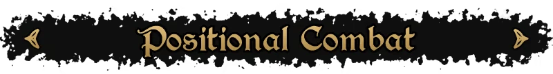 Beatrix: Gold serif text “Positional Combat” on black banner, arrow icons at sides.