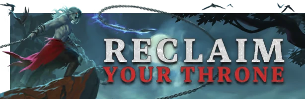 Beyond the Ice Palace 2: A spectral figure with chains stands on a cliff, text reads "RECLAIM YOUR THRONE".