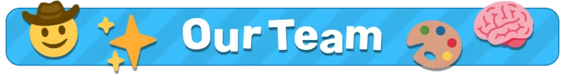 Big Hops: Blue banner with "Our Team" text, cowboy hat emoji, sparkles, palette, and brain.