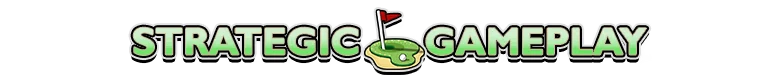Binary Golf: "Strategic Gameplay" text with a golf hole and flag icon between words.