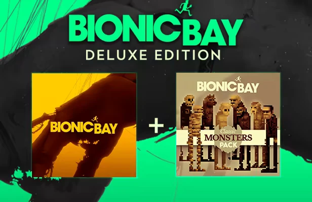 Bionic Bay: Deluxe Edition title with yellow and brown cover art, plus Classic Monsters Pack.
