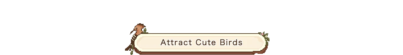 Birdwatching Notebook: Button labeled "Attract Cute Birds" with a small bird perched on it.