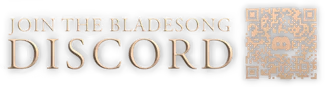 Bladesong: Text reads "Join the Bladesong Discord" in bold, with a QR code on the right.