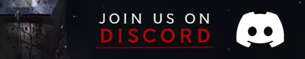 Discord Invite – Blight: Survival Blight: "Join us on Discord" text in white and red, with a white Discord logo on a dark background.