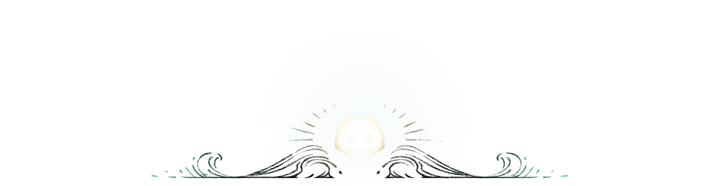 Blightveil: White Discord logo glowing green above stylized black ocean waves.