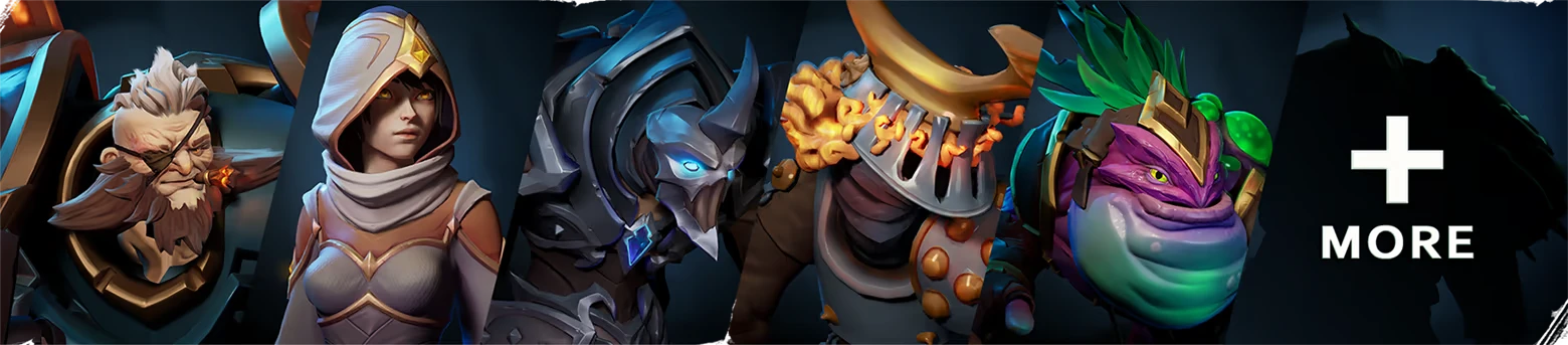 Blightveil: Five hero portraits and a “+ MORE” label on the right side.