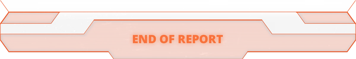 Blind Descent: Gray and orange interface with "END OF REPORT" text in faded orange letters.