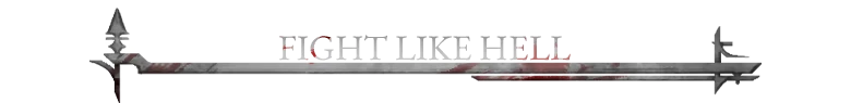 Fight Like Hell – Blood Reaver Blood Reaver: Banner with bloodstained sword and bold text “FIGHT LIKE HELL”.