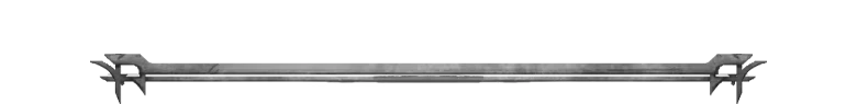 Ornate Divider – Blood Reaver Blood Reaver: Long gray metal bar with claw-like brackets on both ends, on black.