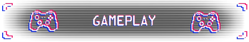BLOW-UP: Pixelated game controllers flank the word "GAMEPLAY" in a retro style on black.