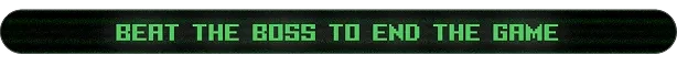 Board Game Society: Green pixelated text reads "BEAT THE BOSS TO END THE GAME" on a dark background.