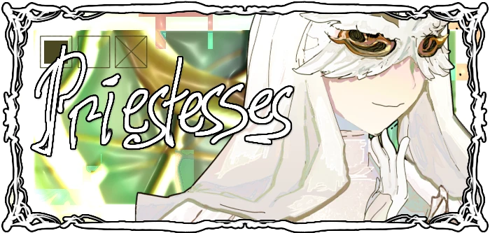 Born for the Light ~Wavelength Radiant Collapse~: White-haired figure, “Priestesses” text.