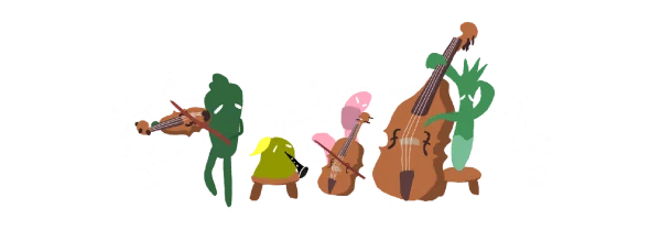 Botanica: Four plant characters play instruments with musical notes in the background.