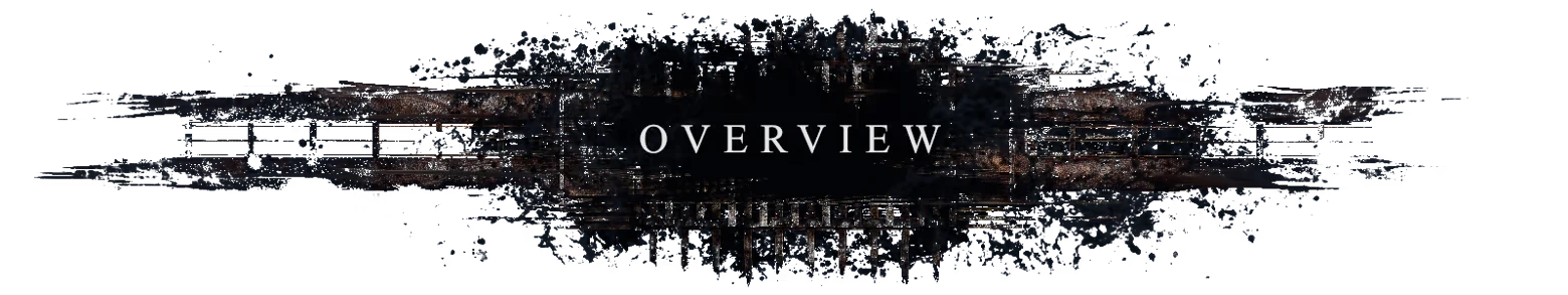 Overview Screen – BRAMBLEFORT BRAMBLEFORT: White serif “OVERVIEW” on a dark, grungy horizontal banner background.