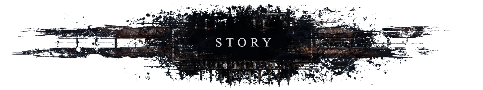 Story Titlecard – BRAMBLEFORT BRAMBLEFORT: White serif word “STORY” over a dark, distressed wooden plank graphic.
