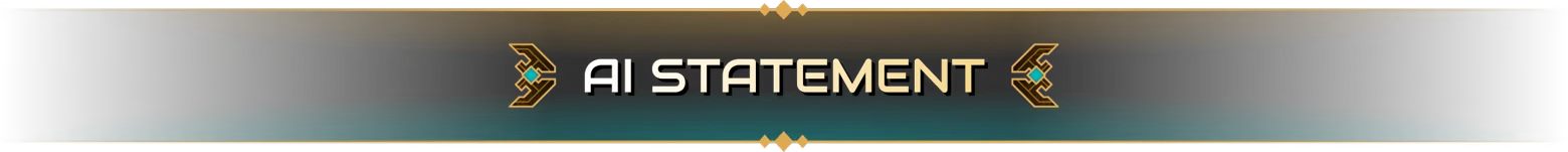 Ai Statement – Brave New Wonders Brave New Wonders: Banner reading AI STATEMENT in white, with gold tech icons.