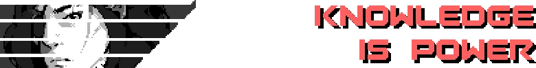 Burn-9: Pixel face behind grid on left; red block text “KNOWLEDGE IS POWER” right.
