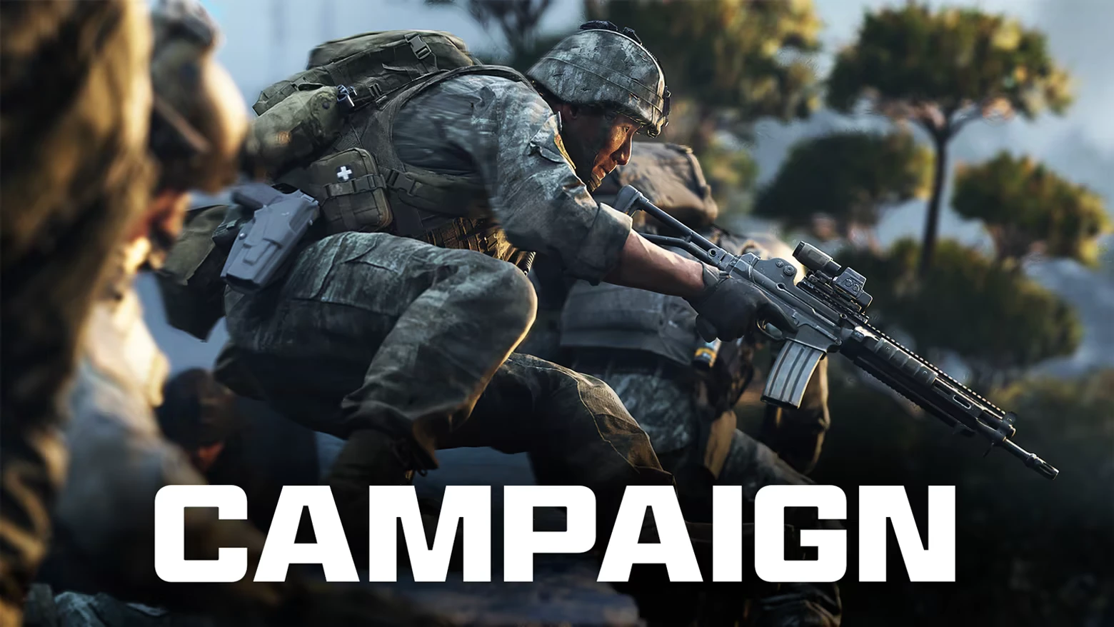 Call of Duty®: Soldier crouches with rifle; bold white CAMPAIGN text at bottom.