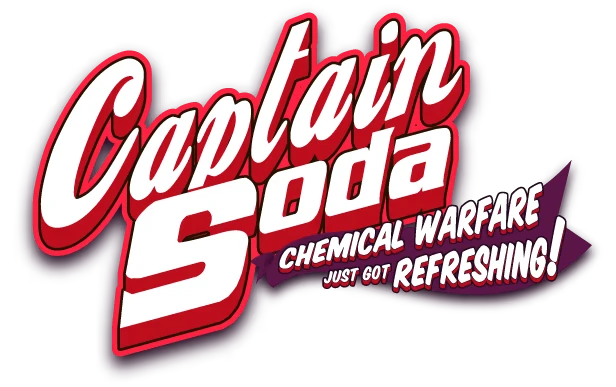 Captain Soda: Bold red and white logo with "Chemical Warfare Just Got Refreshing!" tagline.